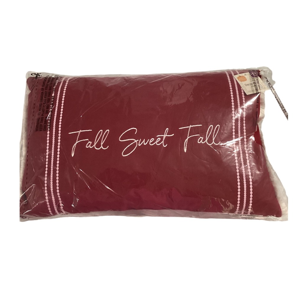 Fall Sweet‎ Fall Lumbar Pillow Burgundy White Pink Decorative Accent 12x20